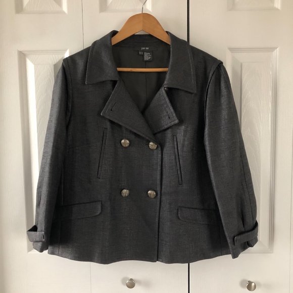 Per Se Jackets & Blazers - Per Se Gray Double Breasted Buttoned Jacket